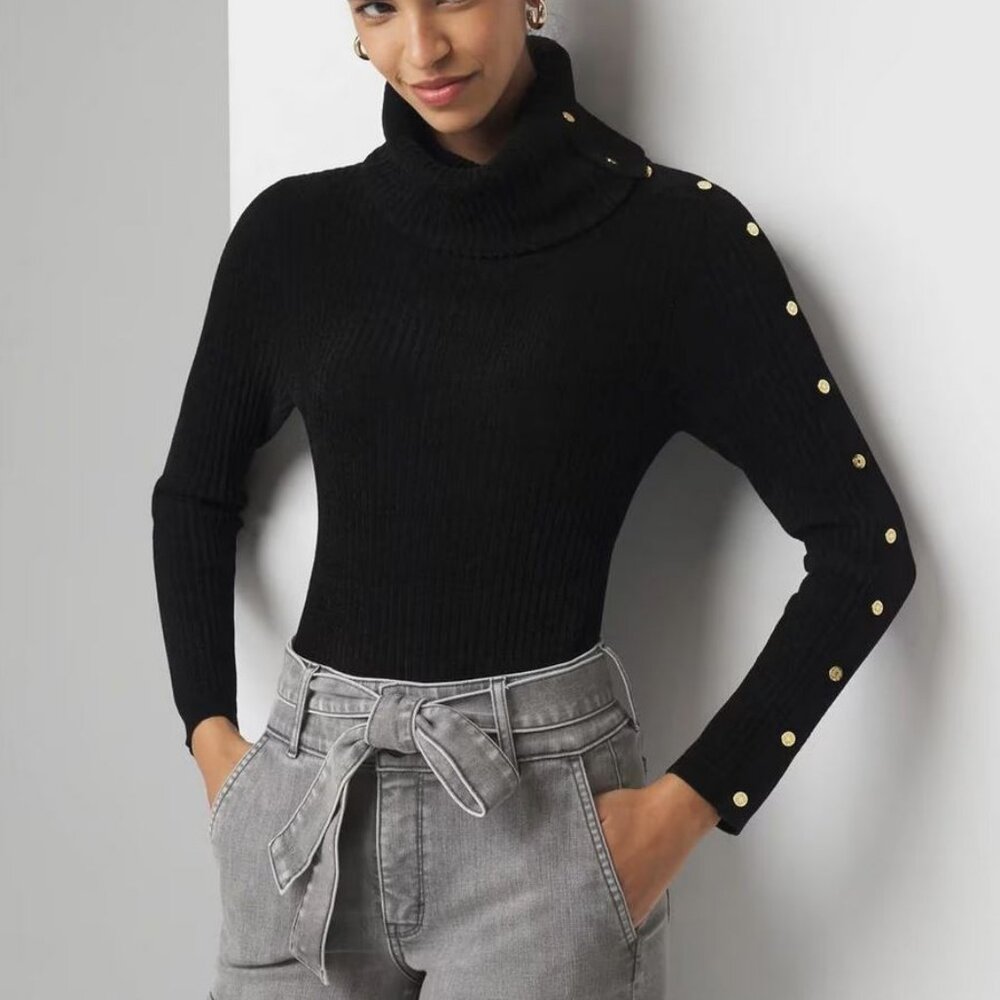 WHBM - Sz. XS Chenille Button Sleeve Sweater